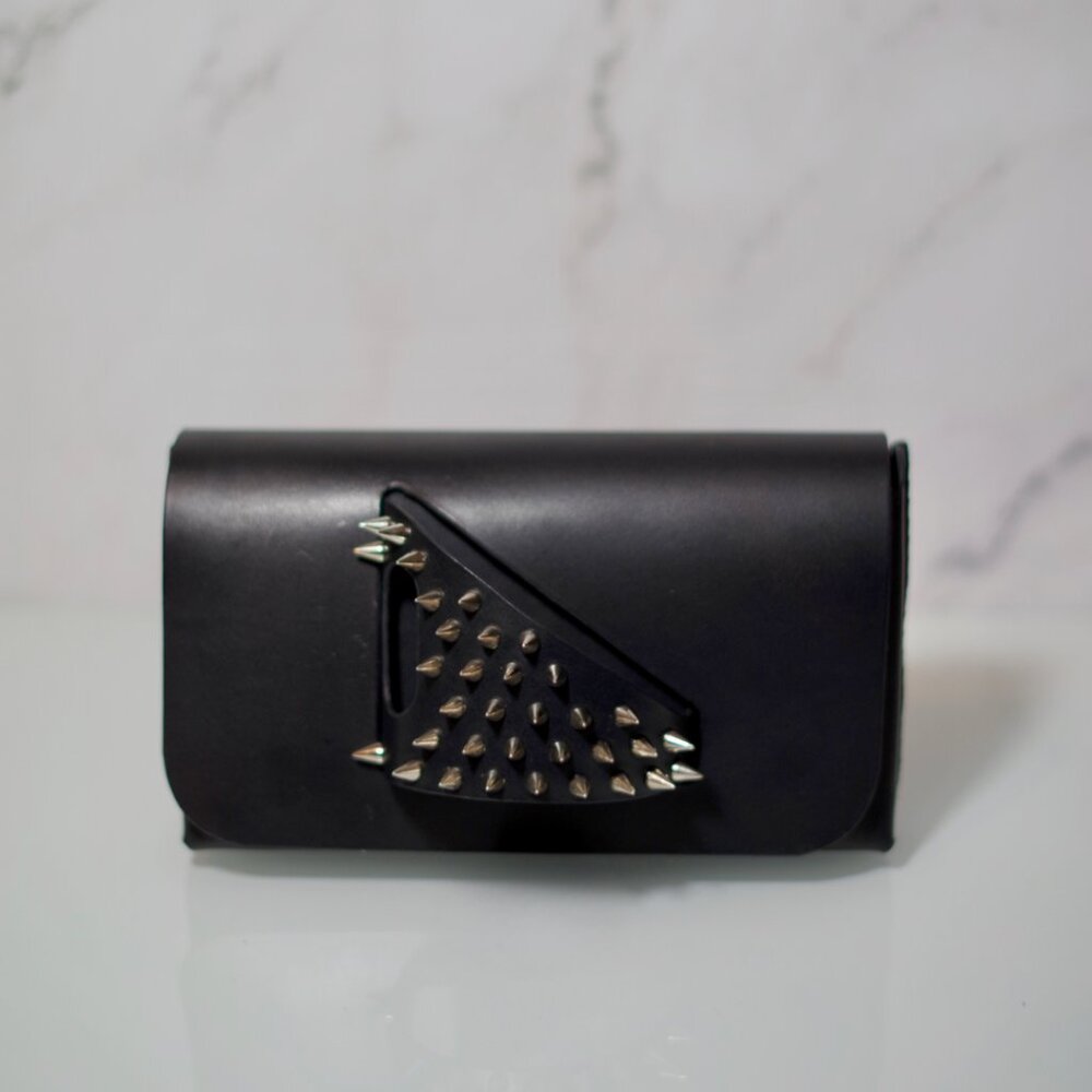 Wearable Clutch with Spike Studded detail - Italian Vachetta Leather